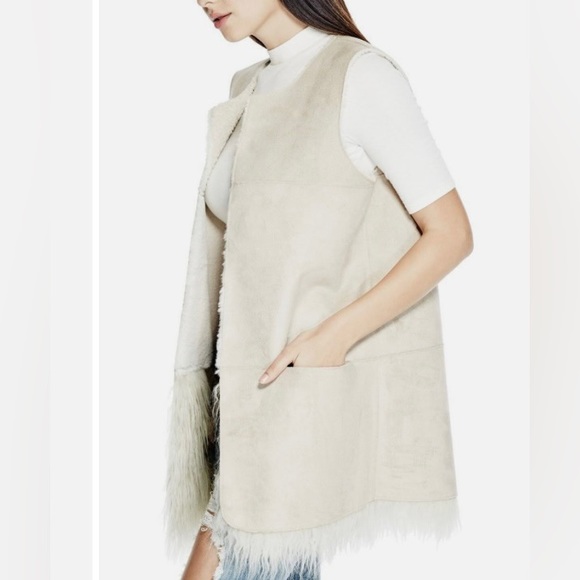 Guess Reversible Faux Fur Faux Suede Jillet/Vest - Picture 4 of 10